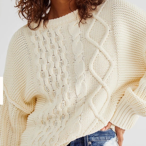 Free People Dream Cable Crewneck Sweater - Picture 5 of 6